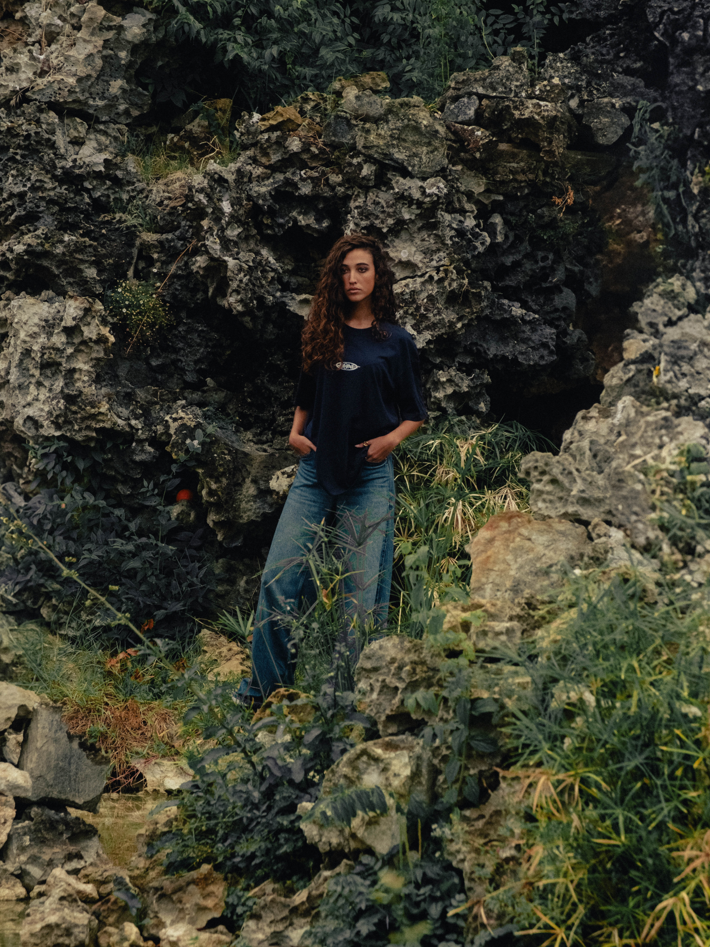 OVERSIZE SPLASH TEE NAVY BLUE